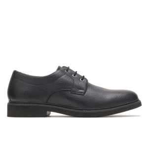 Black Leather Hushpuppies Factory Outlet Detroit Plain Toe Oxford | ISR834601