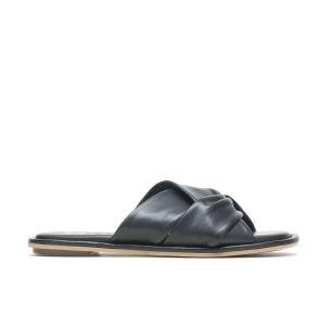 Bold Black Leather Hushpuppies Factory Outlet Emily Slide | CES412607