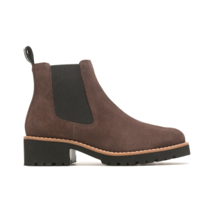 Chocolate Brown Suede Hushpuppies Factory Outlet Amelia Chelsea Boot | IOG318052