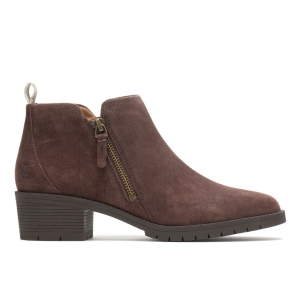 Dark Brown Suede Hushpuppies Factory Outlet Hadley Side Zip Boot | YEA241903