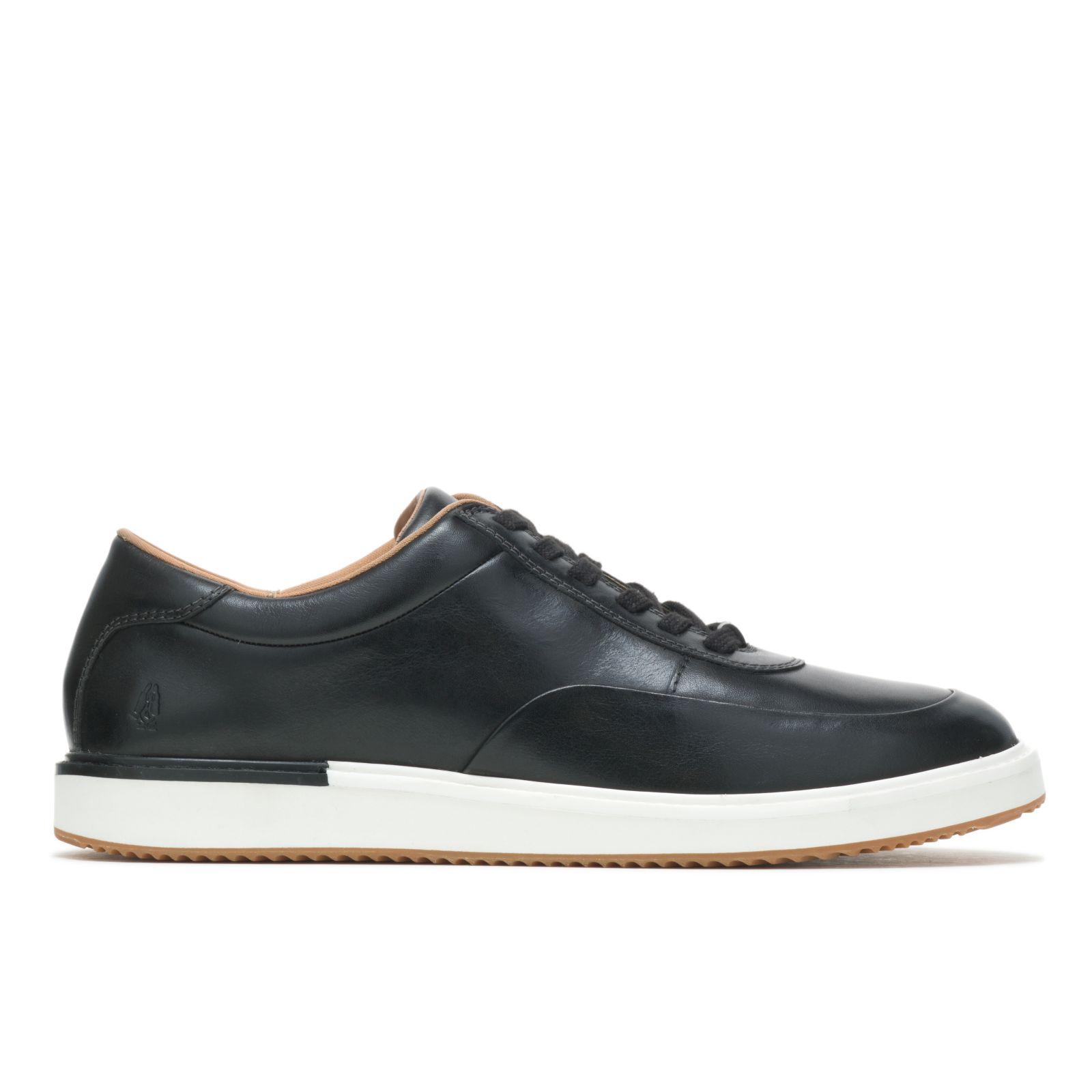 Black Leather Hushpuppies Factory Outlet Keaton Sneaker | GQW943617