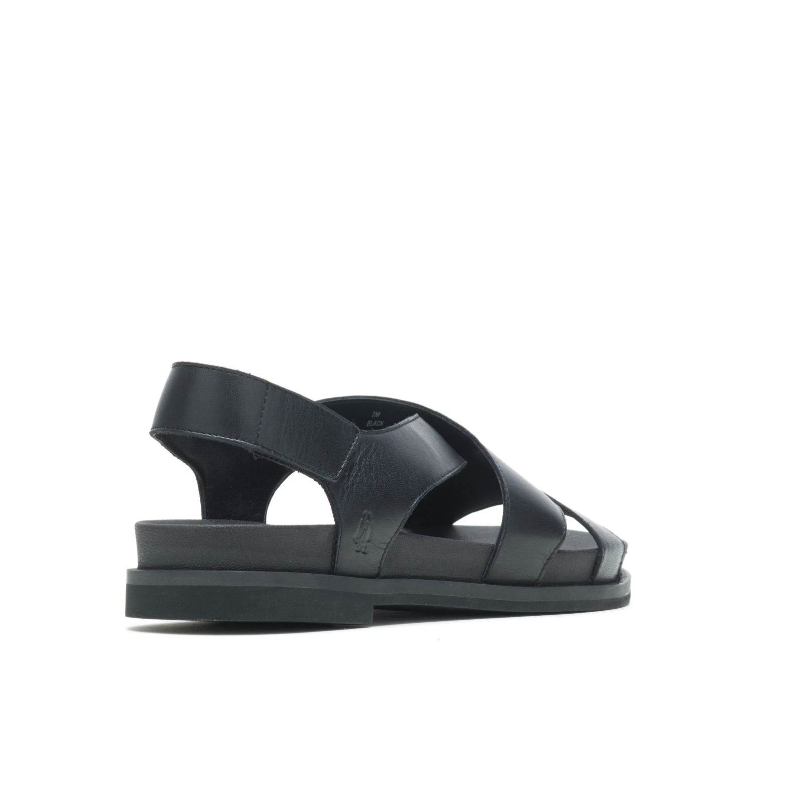 Black Leather Hushpuppies Factory Outlet Lilly Criss Cross Sandal | WRS425183