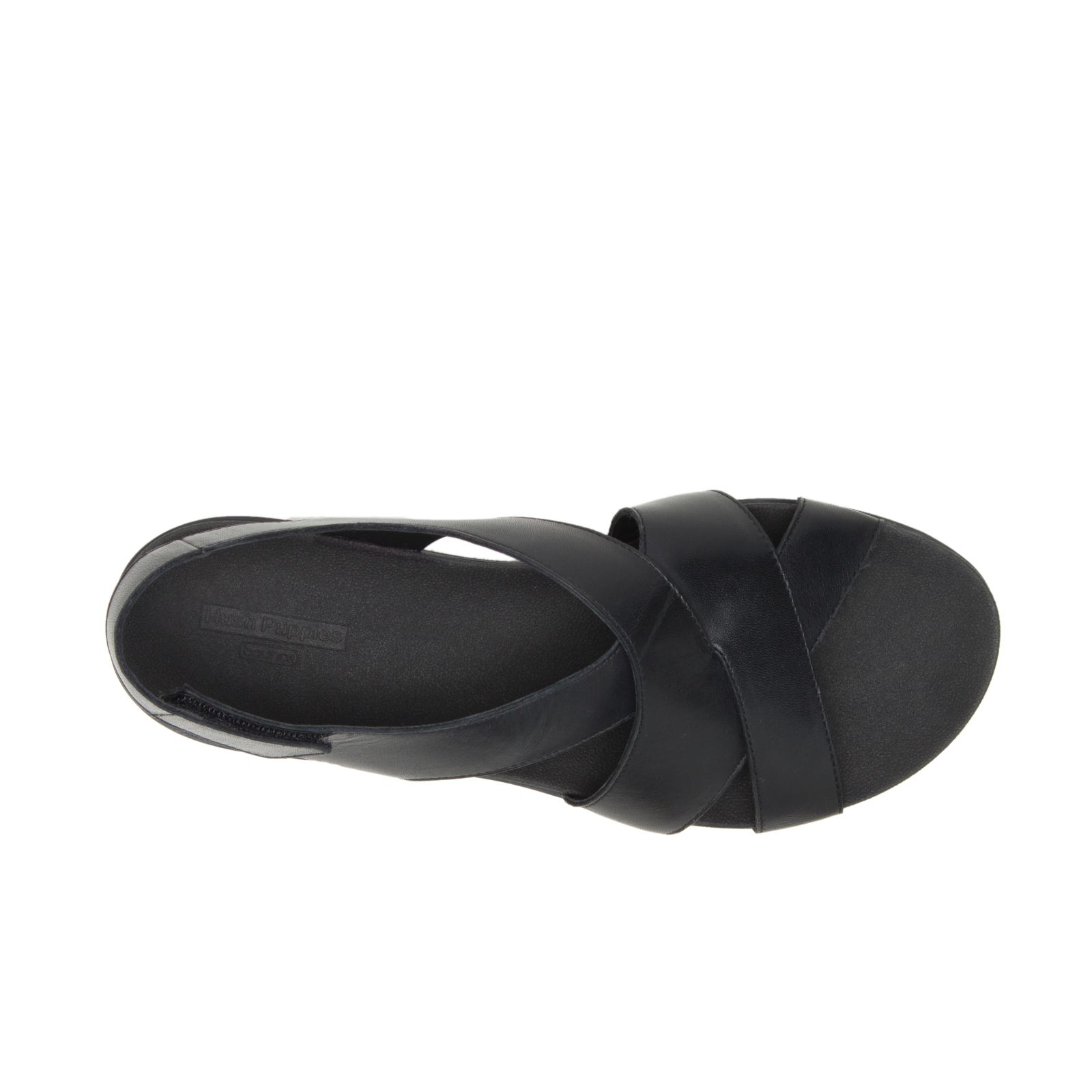 Black Leather Hushpuppies Factory Outlet Lilly Criss Cross Sandal | WRS425183