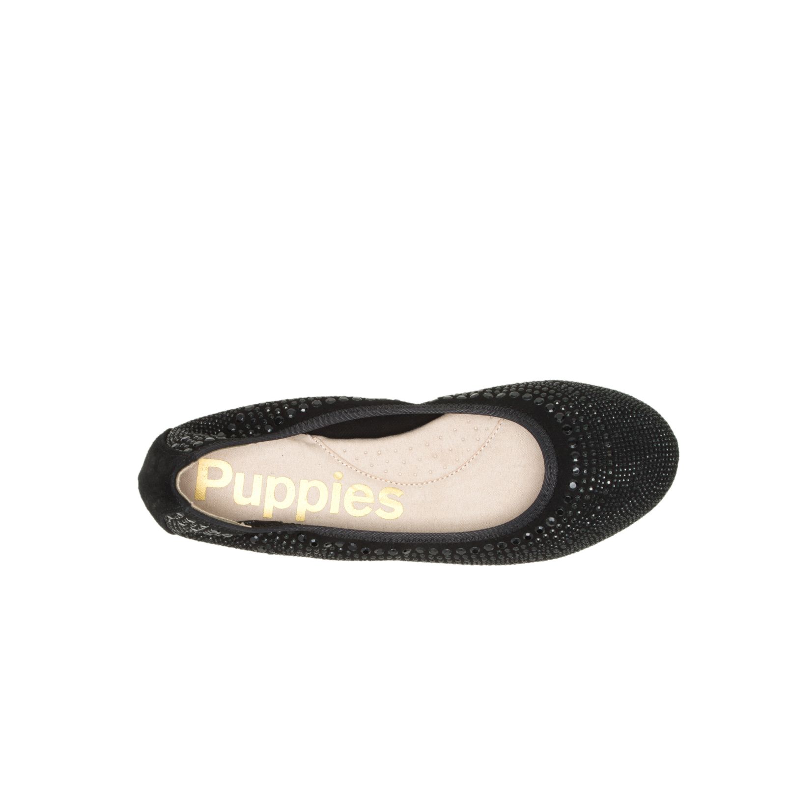 Black Studded Suede Hushpuppies Factory Outlet Chaste Ballet Flat 2 | HYJ015432