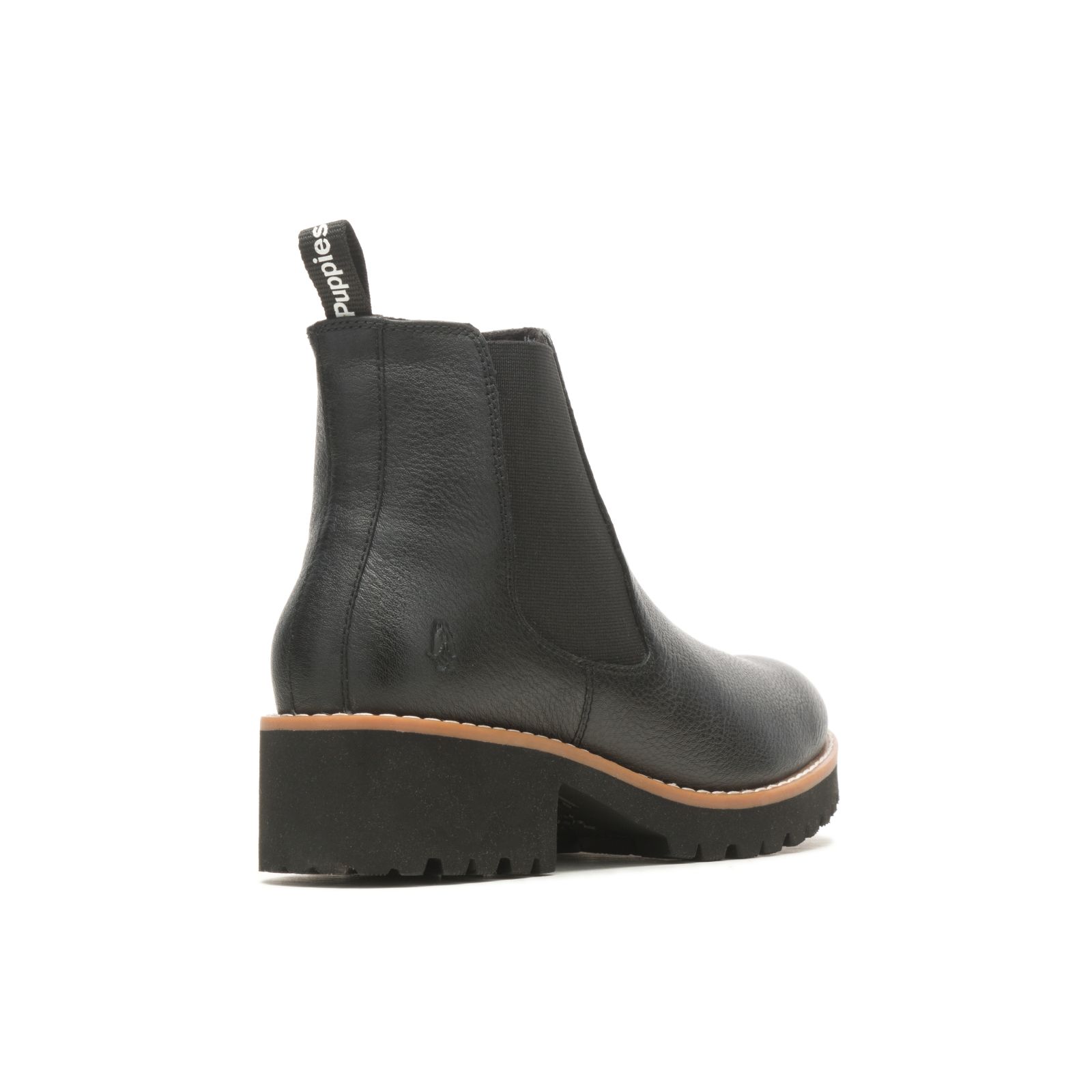 Bold Black Leather Hushpuppies Factory Outlet Amelia Chelsea Boot | QRK254369