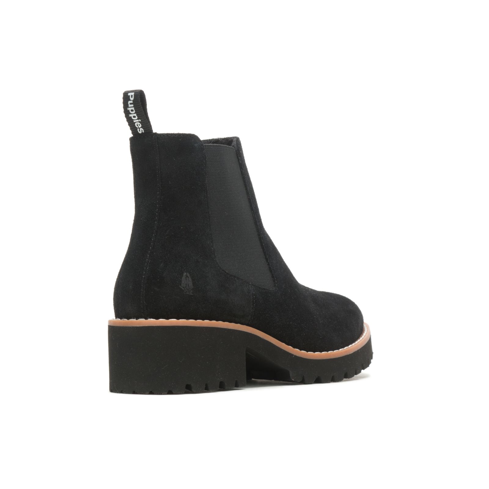 Bold Black Suede Hushpuppies Factory Outlet Amelia Chelsea Boot | WBD539106