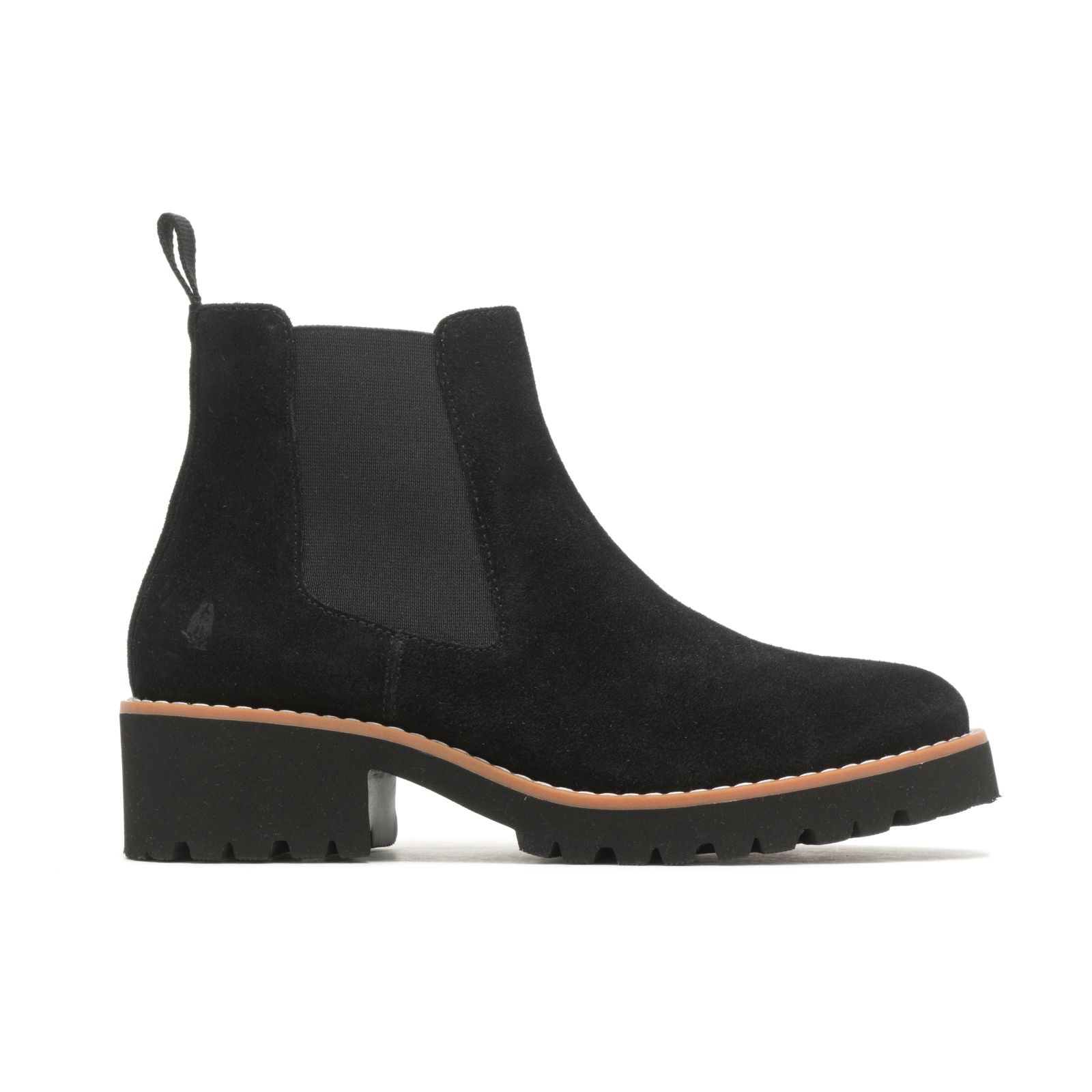 Bold Black Suede Hushpuppies Factory Outlet Amelia Chelsea Boot | WBD539106