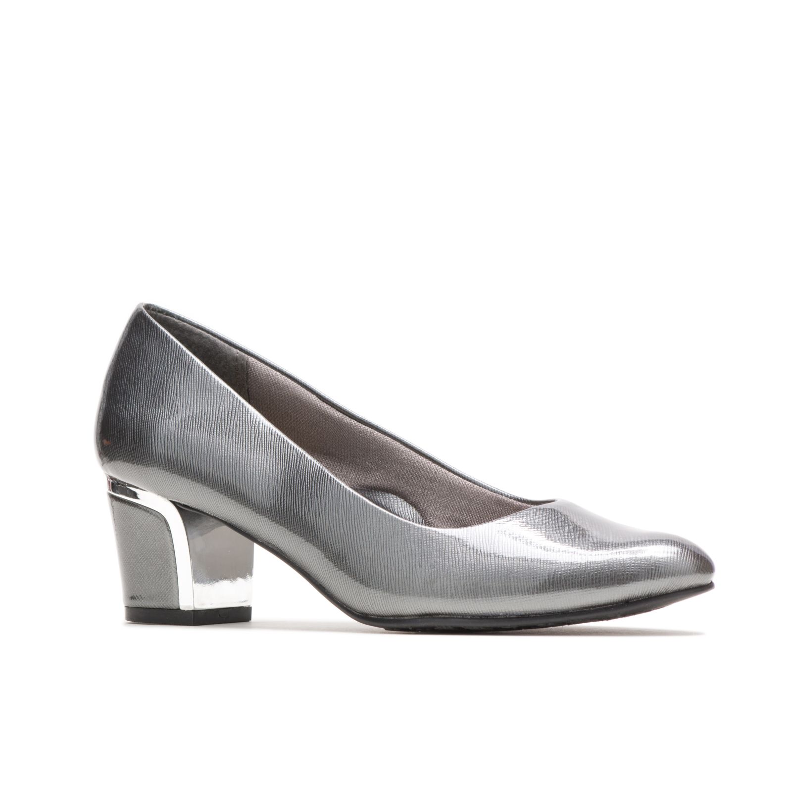 Dark Pewter Cross Hatch Patent/Silver Heel Hushpuppies Factory Outlet Deanna | QDZ156240